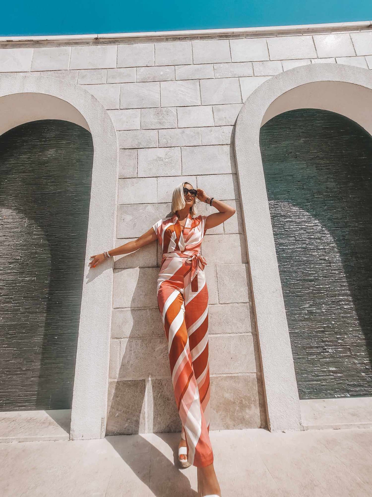 MANGO Stripe Jumpsuit With Belt