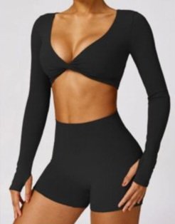 Long Sleeve Twist Crop Top