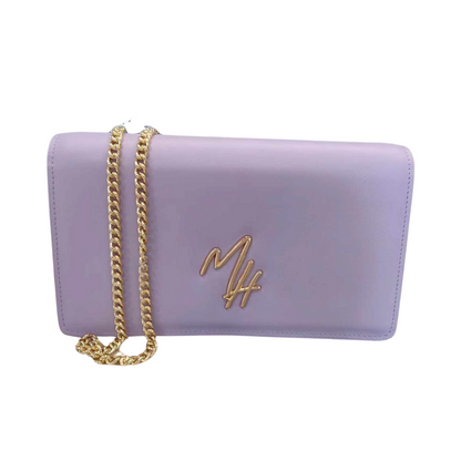 Uplift Your Style lavender leather bag with gold chain strap — Mel Style