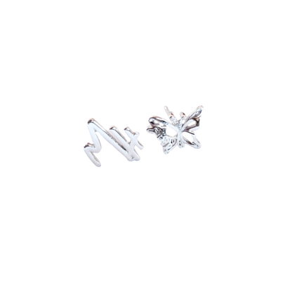 Wings of Strength asymmetric butterfly stud earrings in sterling silver — Mel Style